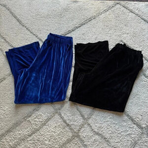 Bob Mackie velvet straight leg pull on pants black blue 2X